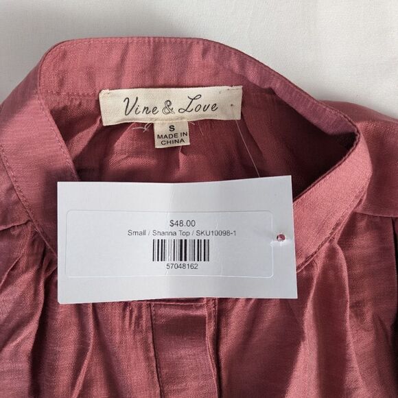New Vine & Love Small Textured Button Down Rose Pink Shirt - Picture 5 of 8